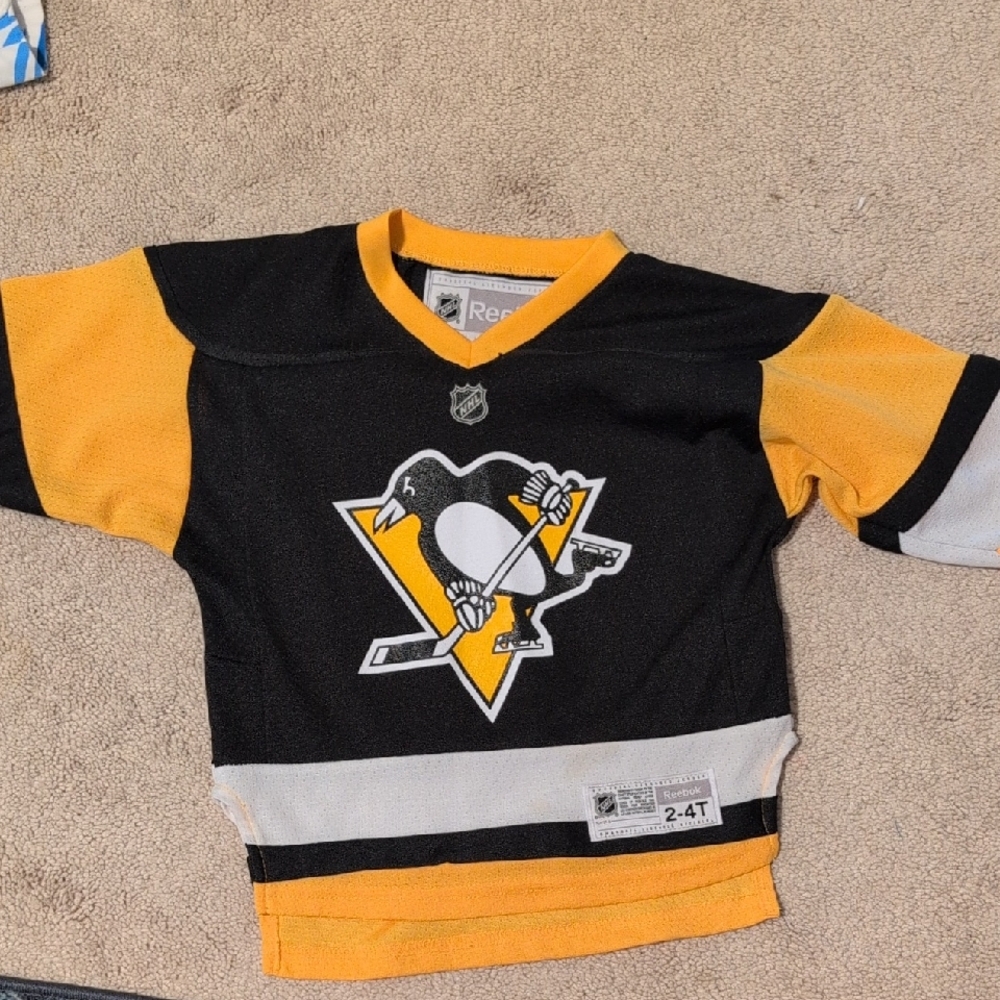 Pittsburgh Penguins Kids Black and Gold Hockey Jersey